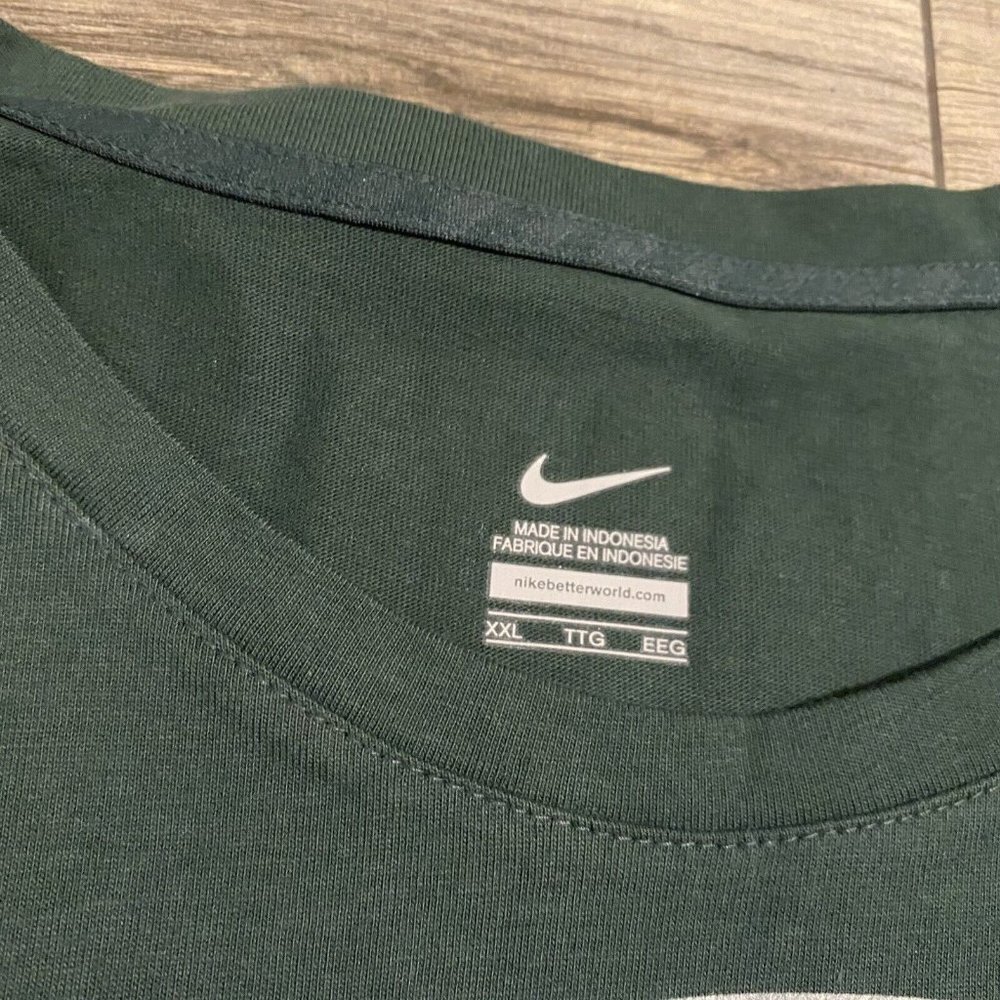 Nike Dark Green Long Sleeve Tee with Silver Logo - Picture 4 of 9